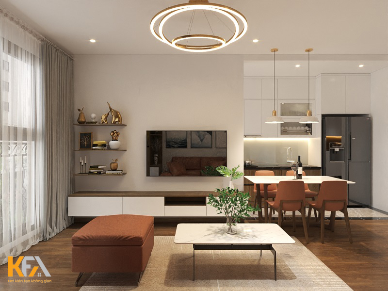 Phòng khách với thiết kế cửa kính lớn giúp đón ánh sáng tự nhiên cho toàn bộ ngôi nhà