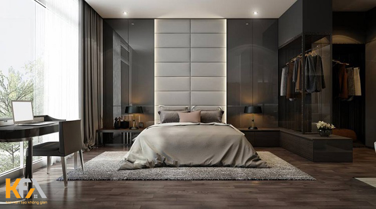 Phòng ngủ master với tone màu trung tính