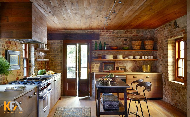 Phòng bếp của phong cách Rustic