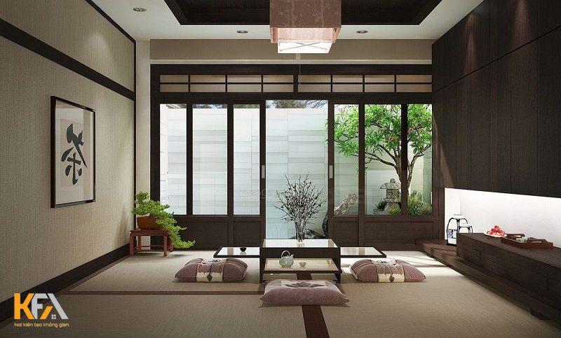 Thiết kế phòng khách phong cách Nhật Bản