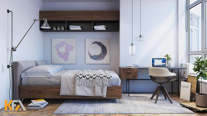Phòng ngủ phong cách nội thất Scandinavian sử dụng màu pastel