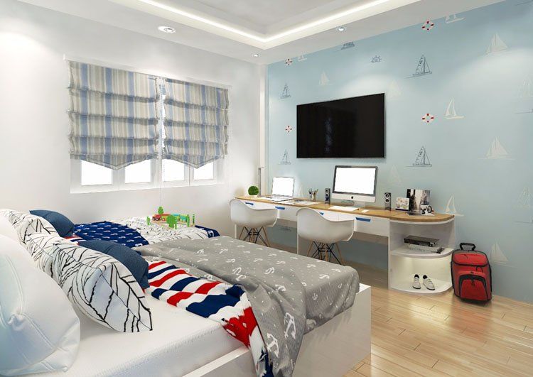Phòng ngủ cho 2 bé trai tràn ngập ánh sáng tự nhiên