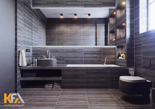 Thiết kế phòng tắm 6m2 với gạch giả gỗ