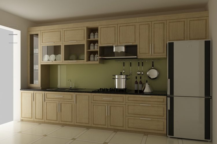 Mẫu tủ bếp gỗ Sồi chữ I