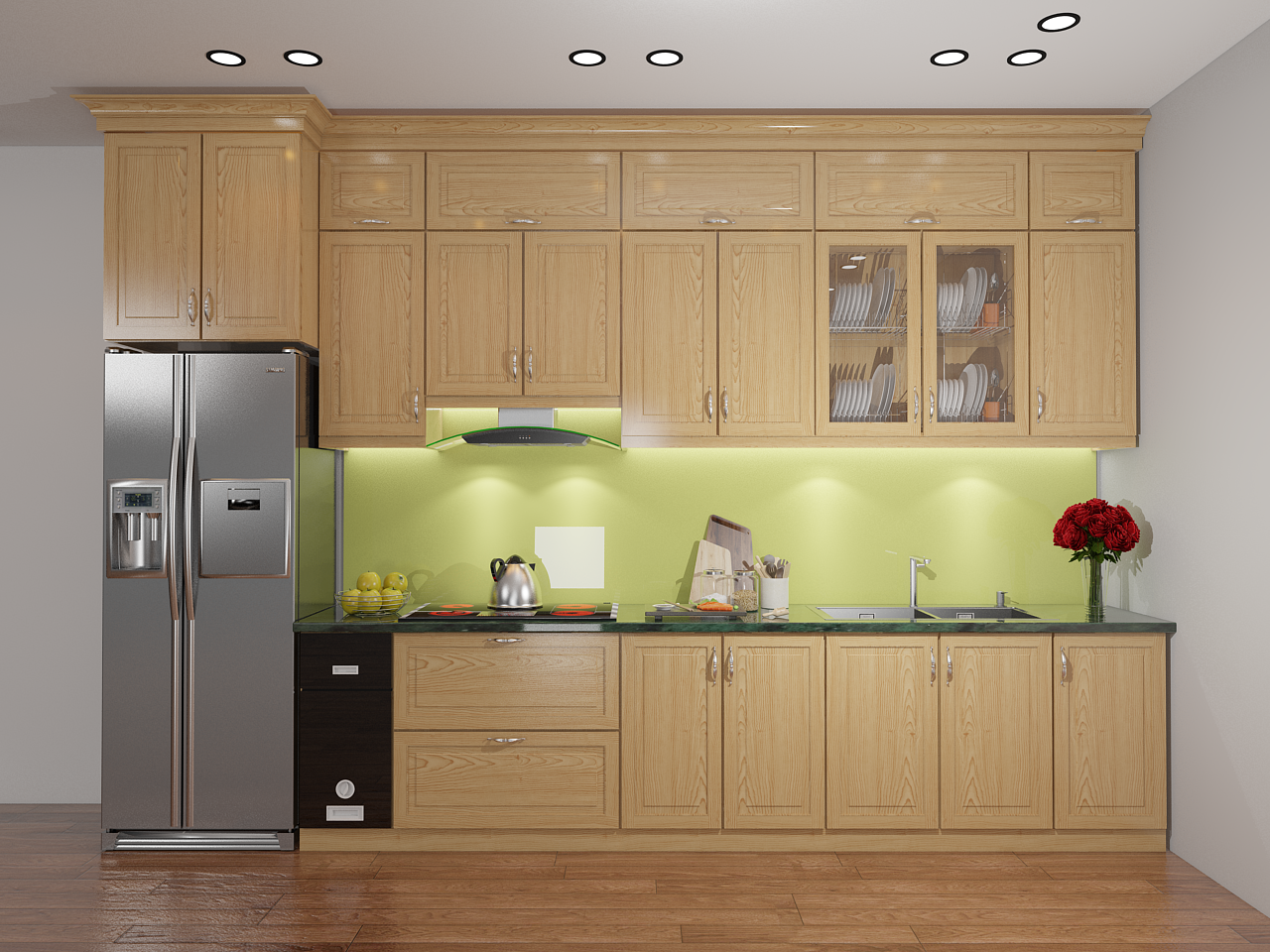 Tủ bếp gỗ Sồi đẹp