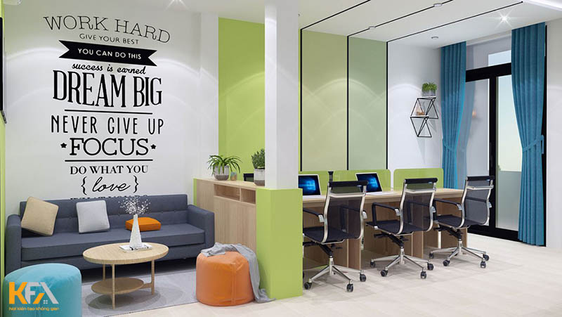 Tạo điểm nhấn cho văn phòng bằng các chi tiết, màu sắc bộ nhận diện thương hiệu của chính doanh nghiệp
