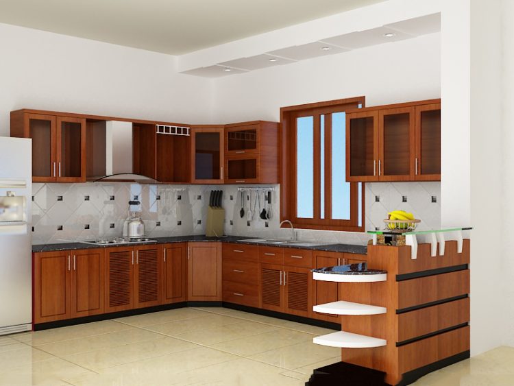 Mẫu tủ bếp gỗ Sồi chữ L