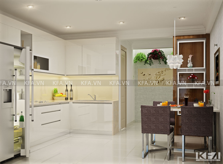Chung cư với tủ bếp hình chũ L