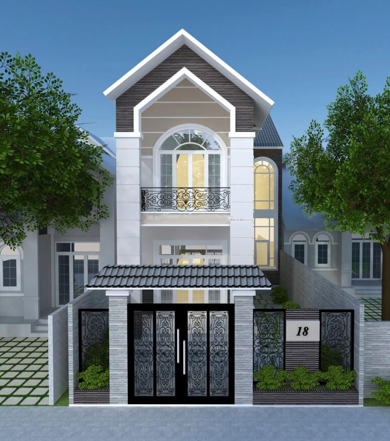nhà ống 2 tầng mái thái