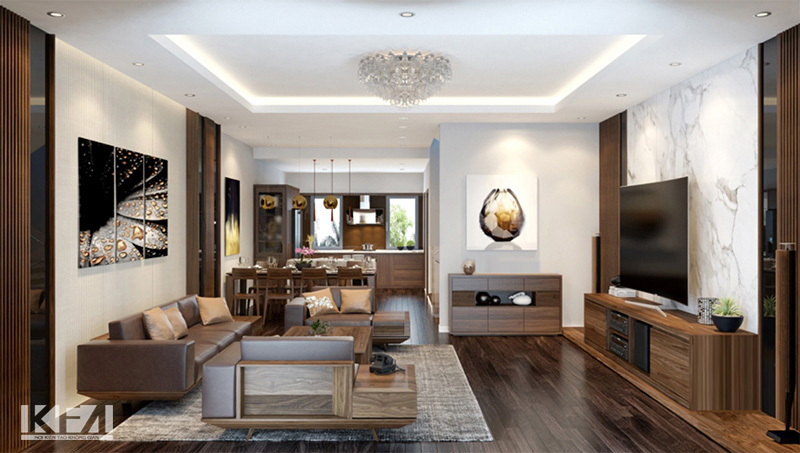 Mẫu chung cư gỗ óc chó