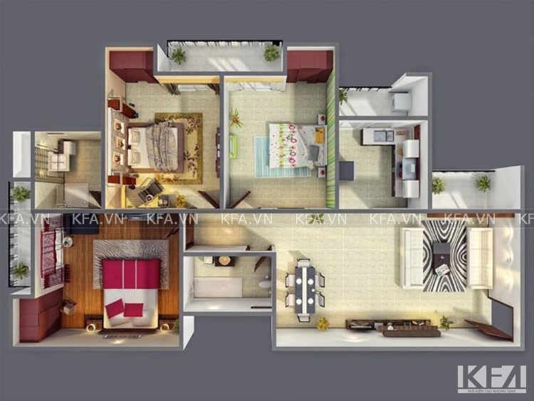 Thiết kế nội thất chung cư 70m2