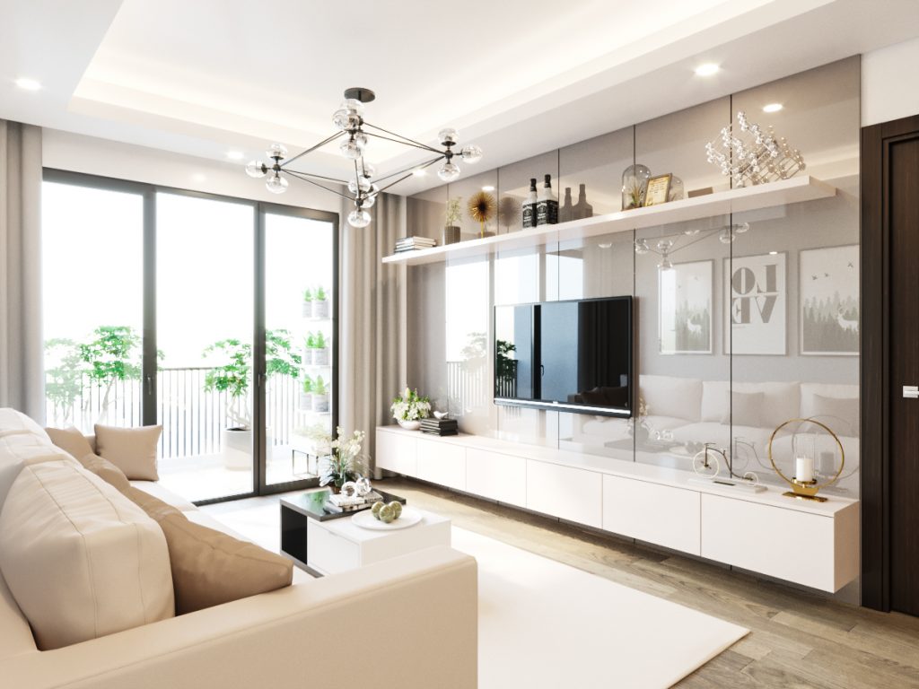 Thiết kế nội thất phòng khách chung cư hiện đại theo xu hướng