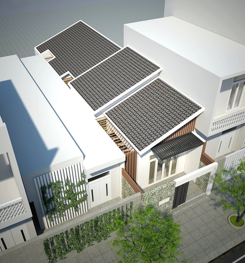 Thiết kế nhà ống 1 tầng mái xéo