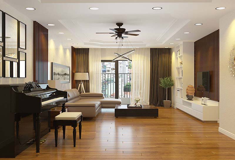 Mẫu phòng khách chung cư 140m2 Bắc Âu