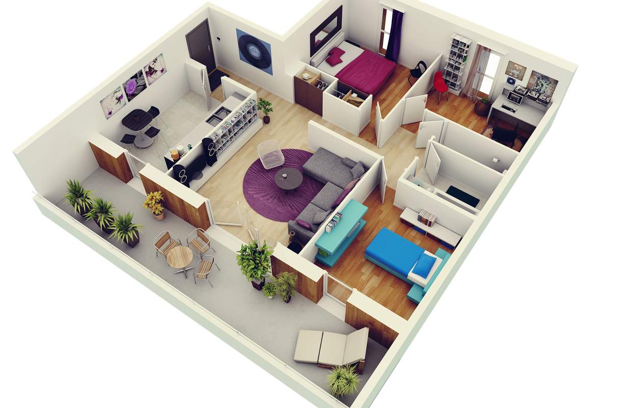 Mặt bằng căn hộ 2 phòng ngủ