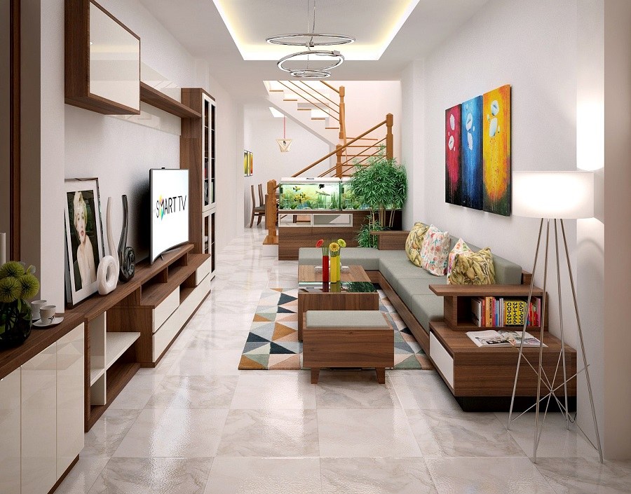 Thiết kế nội thất phòng khách nhà ống