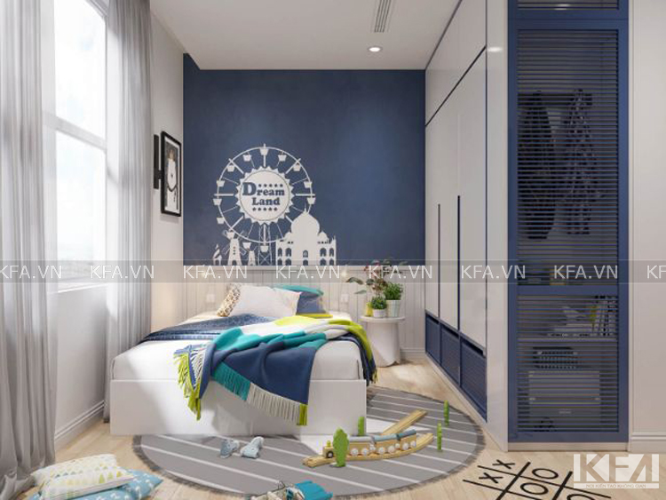 Thiết kế phòng ngủ bé trai với tone xanh tươi khỏe