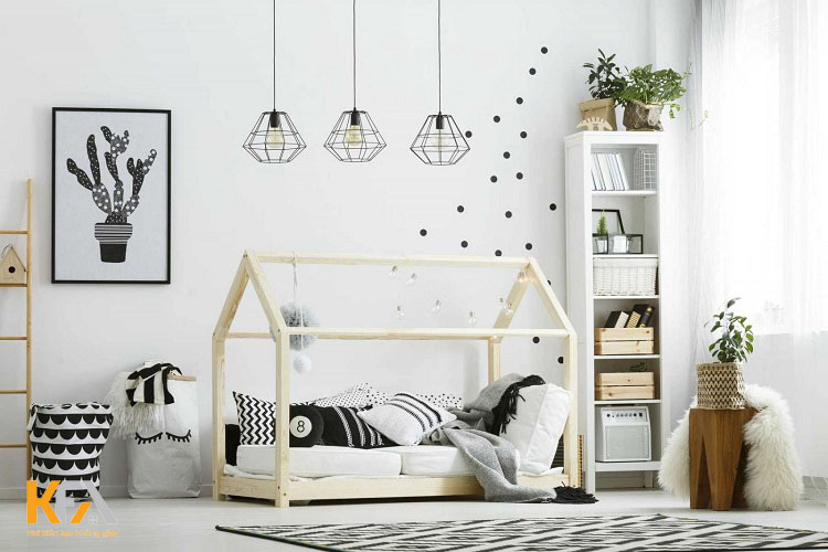 Phòng ngủ được thiết kế hài hòa giữa hai gam màu trắng và đen mang đến sự trẻ trung, hiện đại Phòng ngủ được thiết kế hài hòa giữa hai gam màu trắng và đen mang đến sự trẻ trung, hiện đại