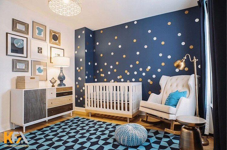 Phòng ngủ bé trai sơ sinh được thiết kế khoa học và đơn giản