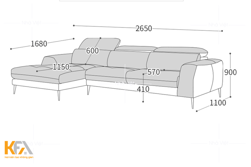 Kích thước sofa chữ L cho phòng khách hiện đại Kích thước sofa chữ L cho phòng khách hiện đại