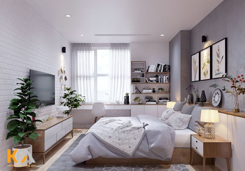 Thiết kế phòng ngủ chung cư 60m2 phong cách Bắc Âu