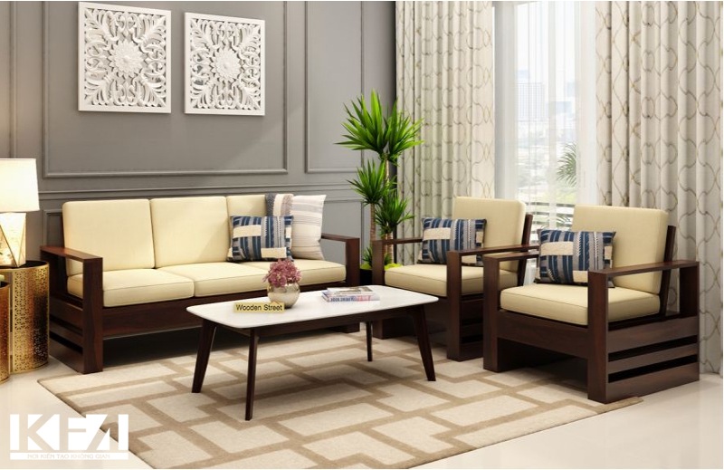 Mẫu sofa gỗ óc chó đẹp hoàn mỹ