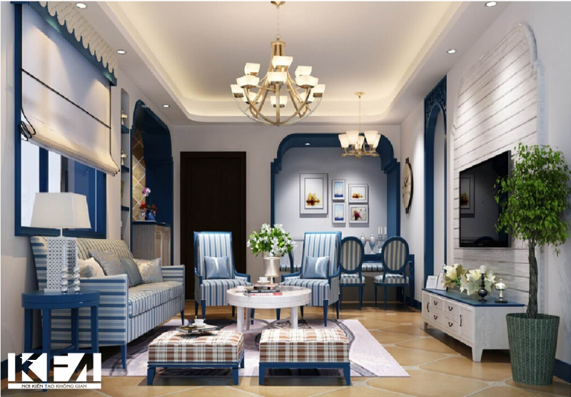 Thiết kế nội thất căn hộ mang hơi hướng Địa Trung Hải