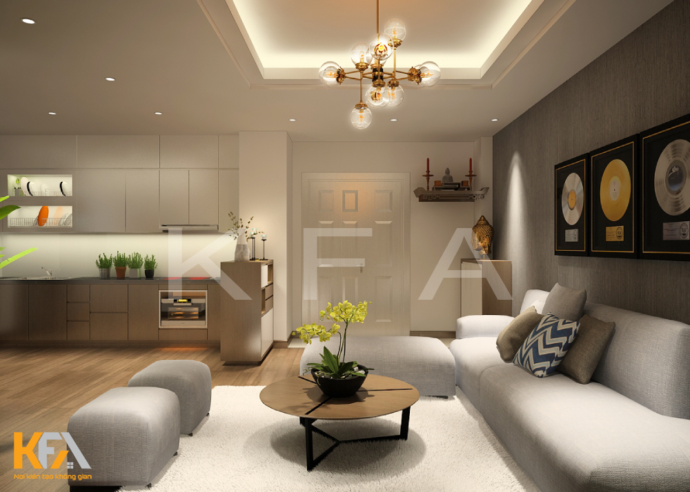 Thiết kế phòng khách phong cách hiện đại với gam màu nhẹ nhàng Thiết kế phòng khách phong cách hiện đại với gam màu nhẹ nhàng