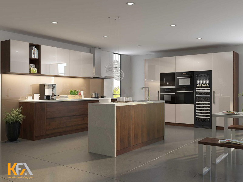 Thiết kế với bàn đảo bếp đơn giản nhưng tăng nhiều không gian sử dụng cho nhà bếp đáng kể