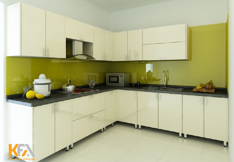 Mẫu tủ bếp mdf phủ melamine cho căn hộ nhỏ