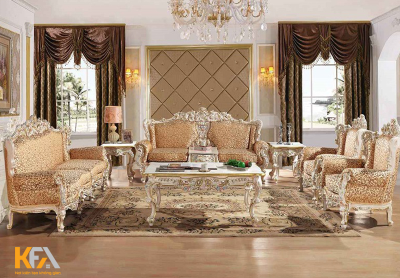 Phòng khách sang trọng, tinh tế và tráng lệ của phong cách Baroque khiến không ai không khỏi choáng ngợp.