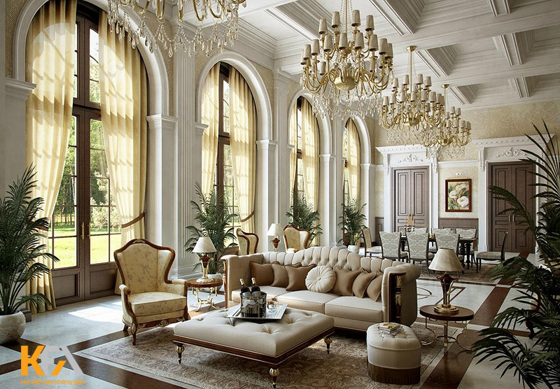 Màu trắng mang đến vẻ đẹp thanh lịch cho toàn bộ nội thất theo phong cách Baroque.