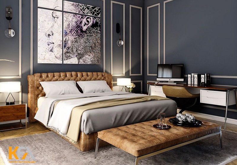 Phòng ngủ phong cách Gothic có thể lựa chọn nhiều chất liệu khác nhau để tăng cảm giác sang trọng