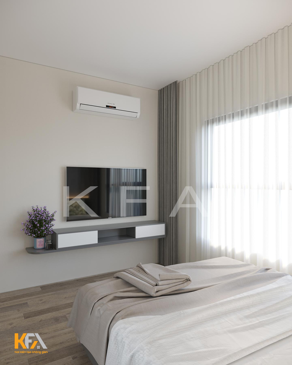 Cửa sổ kính lớn giúp căn phòng tận dụng được ánh sáng tự nhiên nhất