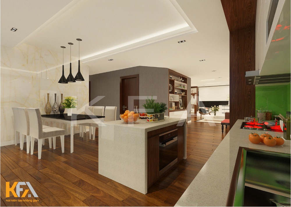 Tủ bếp laminate màu trắng thanh lịch tạo cảm giác sạch sẽ