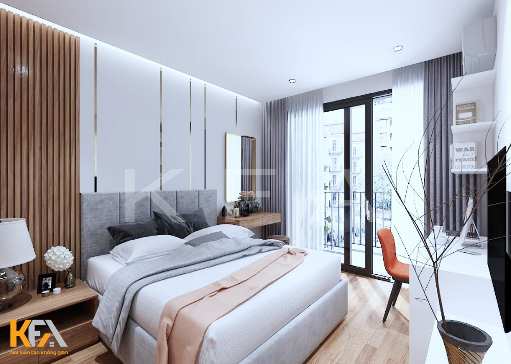 Chiếc giường ngủ lớn bọc nỉ độc đáo được đặt gần cửa sổ cho gia chủ cảm giác thoải mái nhất Chiếc giường ngủ lớn bọc nỉ độc đáo được đặt gần cửa sổ cho gia chủ cảm giác thoải mái nhất