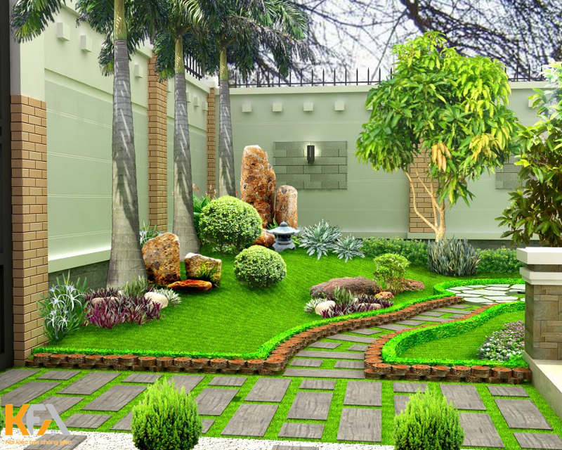 Sân vườn đơn giản luôn mang không khí yên bình cho ngôi nhà