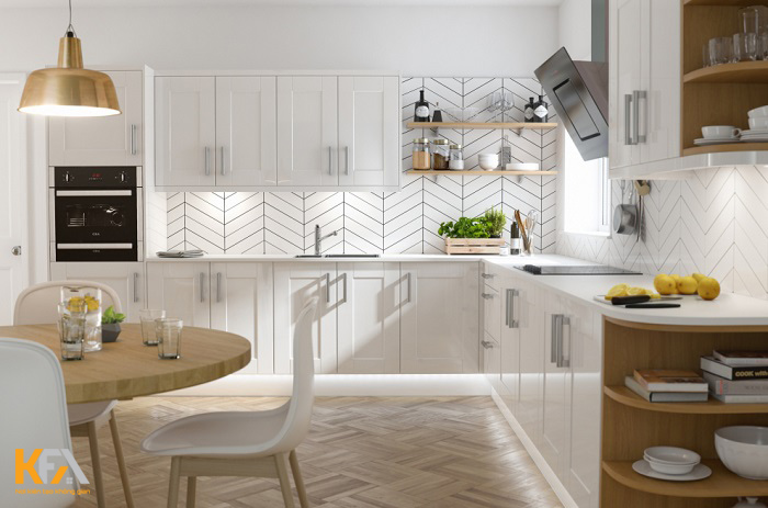 Tủ bếp nhà ống 3m kiểu chữ L cho phép bạn tối đa hóa không gian làm việc trong nhà bếp