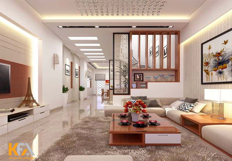 Phòng khách có cầu thang thường mang vẻ đẹp thiết kế độc đáo và tinh tế