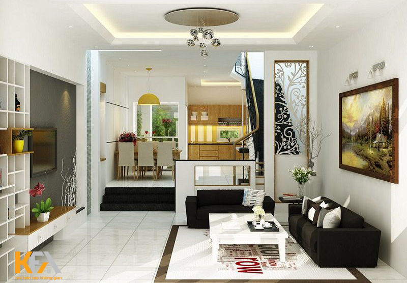 nội thất phòng khách nhà ống cần đầy đủ nhưng phải ngăn nắp