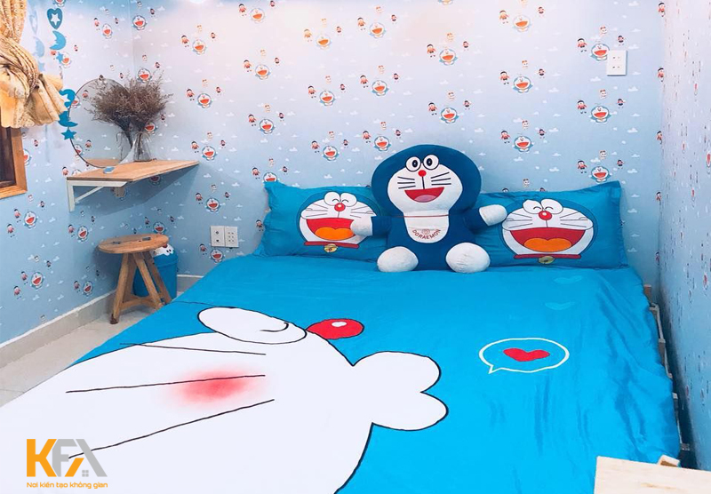 Trang trí phòng ngủ cho trẻ với họa tiết Doremon