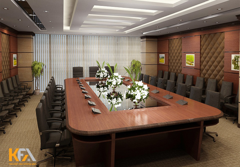 Vị trí phòng họp lý tưởng là trung tâm của tất cả các phòng ban, vừa tiện lợi vừa tiết kiệm diện tích