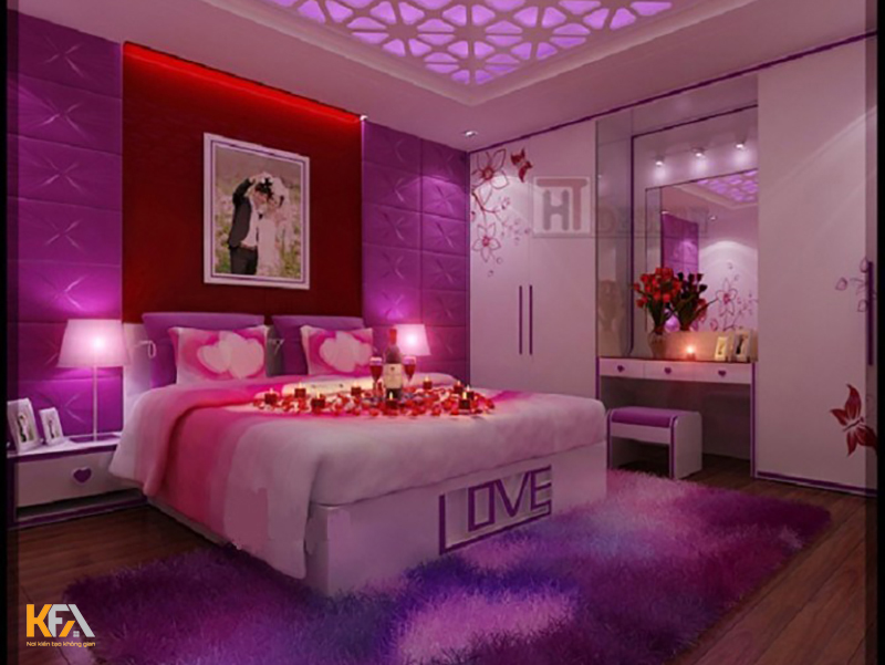  Mẫu thiết kế phòng cưới với tone màu tím lãng mạn