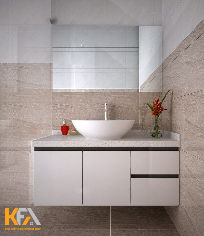 Tủ lavabo mặt đá ốp tường nhựa
