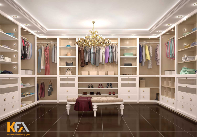 Phòng đi bộ trong tủ gỗ cổ điển Phòng đi bộ trong tủ gỗ cổ điển