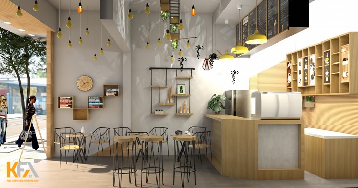 Thiết kế quán cafe 5x20 phong cách hiện đại