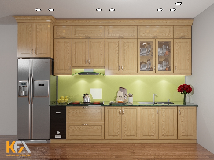 Tủ bếp đơn giản dễ dàng lau chùi và có độ bền cao