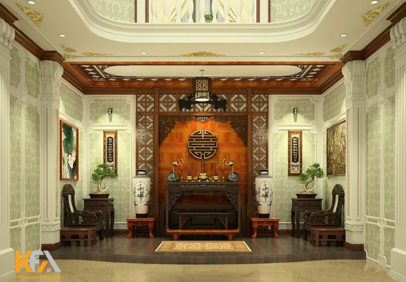 Không gian thờ cúng phân bổ đèn trang trí có ánh sáng vàng phù hợp Không gian thờ cúng phân bổ đèn trang trí có ánh sáng vàng phù hợp