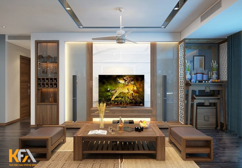 Vẻ đẹp đặc biệt trong kiến trúc phòng khách kết hợp cùng tủ thờ là bàn thờ Vẻ đẹp đặc biệt trong kiến trúc phòng khách kết hợp cùng tủ thờ là bàn thờ