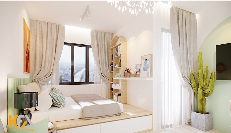 Muốn tiết kiệm khoảng diện tích có thể nâng cao phần giường lên Muốn tiết kiệm khoảng diện tích có thể nâng cao phần giường lên